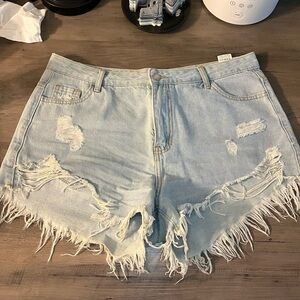 SHEIN Light Blue Distressed Jean Shorts
